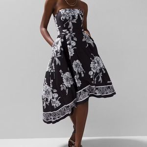White House Black Market Black + White Floral Scuba Knit Dress 10